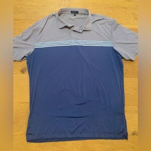 Peter Millar Men's Blue Striped Golf Crown Crafted Polo Shirt size XL